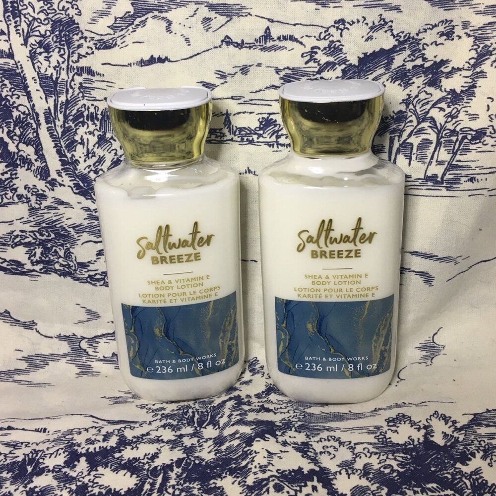TWO (2) bottles Bath & body Works Salt water breeze Shea lotion 8 oz NEW